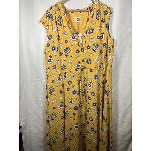 Anne Klein maxi dress womens XL sleeveless yellow floral lightweight NEW boho